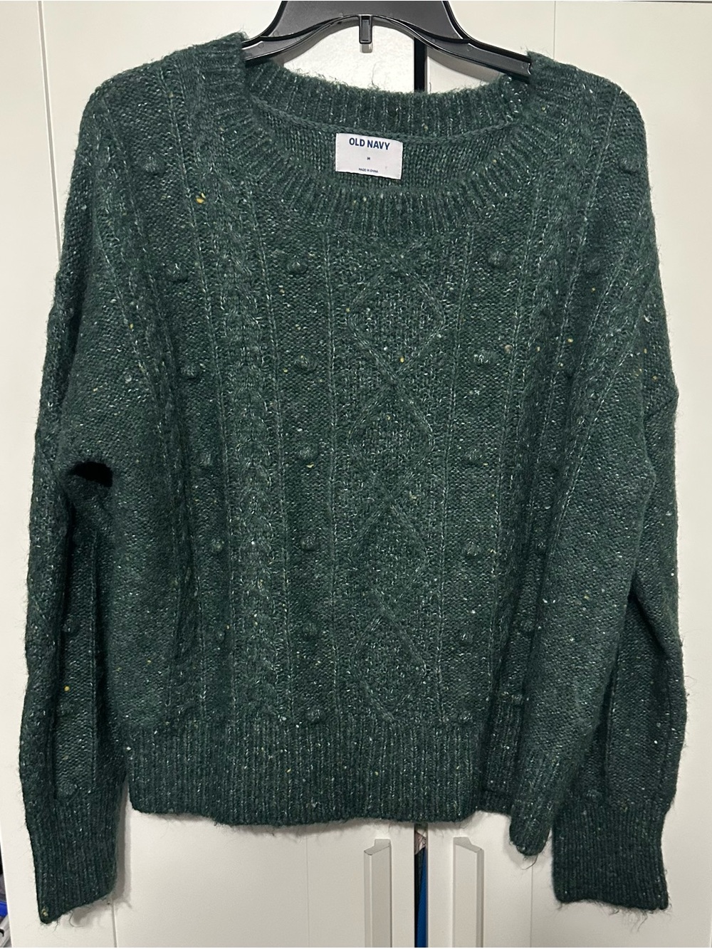 Old Navy Dark Green Flecked Cable-Style Sweater